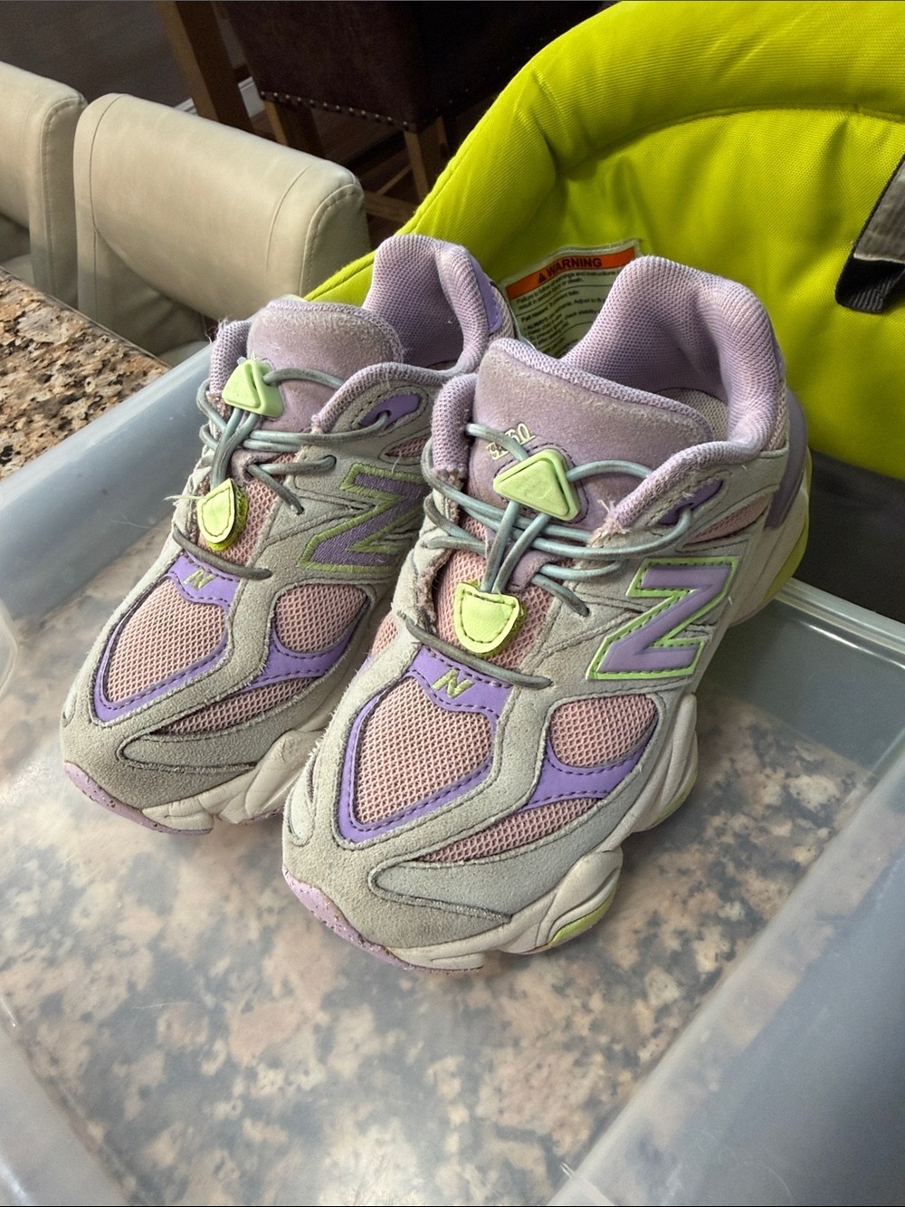 New Balance Kids Sneakers in Lavender and Light Green Accents